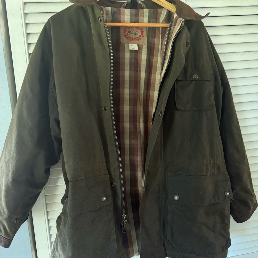 Australian outback trading co oilskin Dark Green/ brown Field Jacket